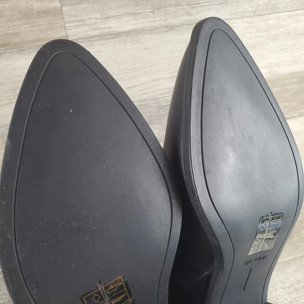 Dolce Vita Bryson Womens Bootie Sz 8.5 W Black Leather Point Toe Zip Ankle